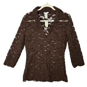 NWT Cache Vintage Lace Top Brown Large